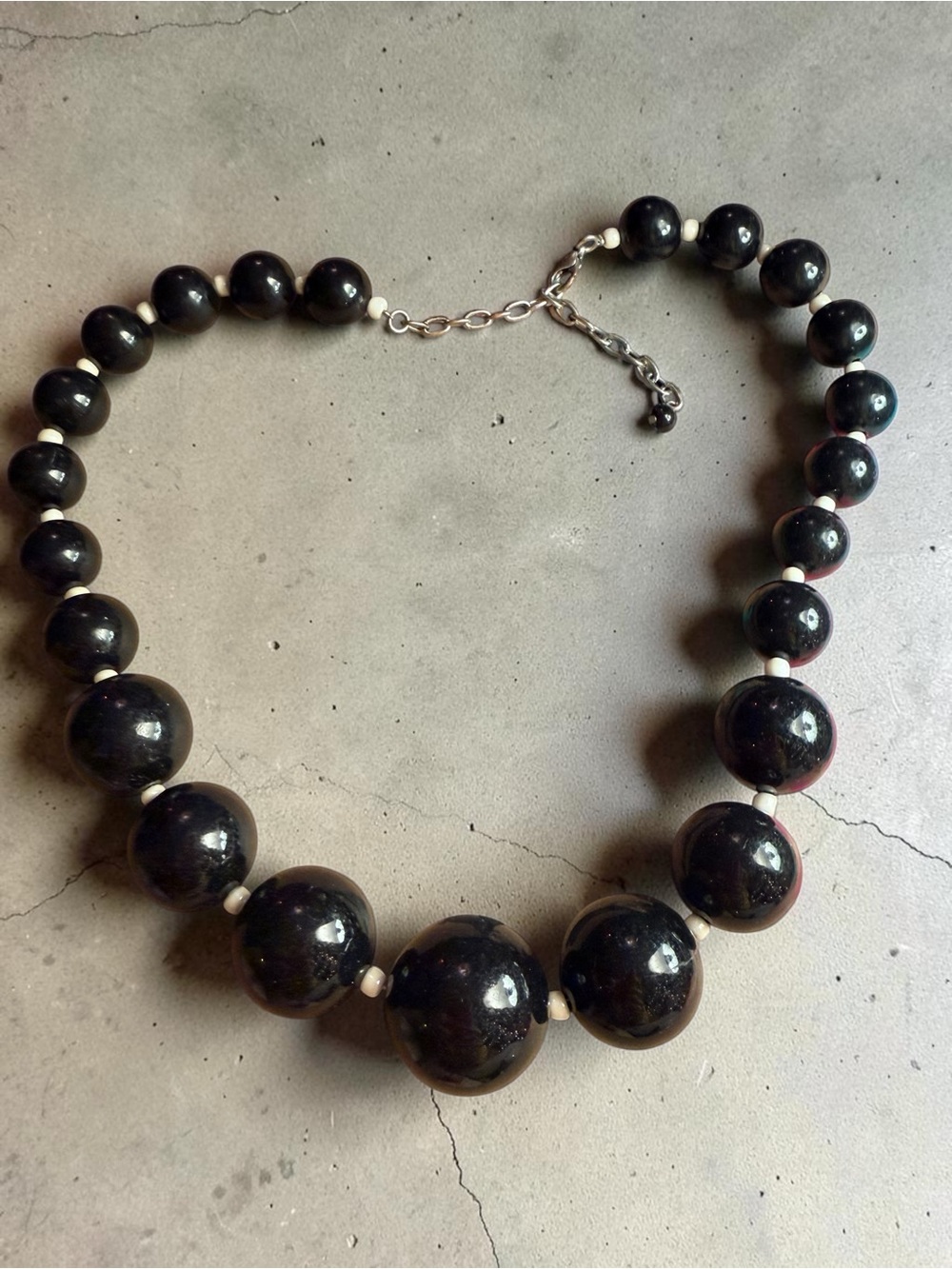 Vintage Classic Black Bead Statement Necklace - Unbranded